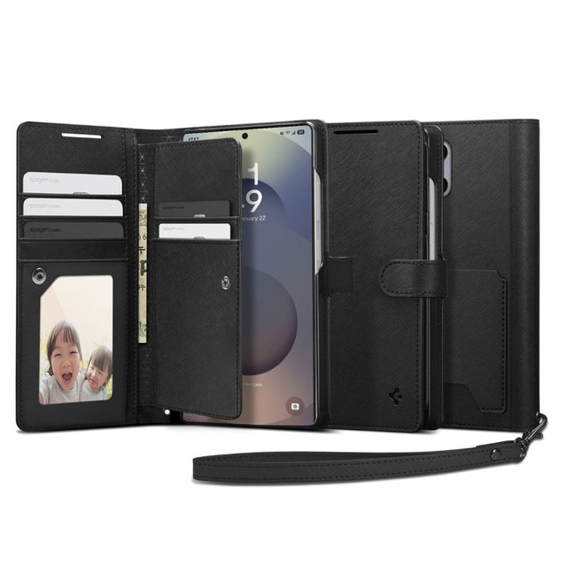 Husa de protectie Spigen Wallet S (ACS09124) compatibil cu Samsung Galaxy S25 Ultra, Negru