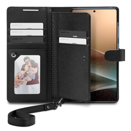Husa de protectie Spigen Wallet S (ACS09124) compatibil cu Samsung Galaxy S25 Ultra, Negru