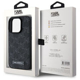 Husa de protectie Karl Lagerfeld Leather MagSafe (KLHMP15LPKHPORPK) compatibil cu iPhone 15 Pro, Monogram Metal Logo