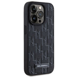 Husa de protectie Karl Lagerfeld Leather MagSafe (KLHMP15LPKHPORPK) compatibil cu iPhone 15 Pro, Monogram Metal Logo