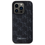 Husa de protectie Karl Lagerfeld Leather MagSafe (KLHMP15LPKHPORPK) compatibil cu iPhone 15 Pro, Monogram Metal Logo