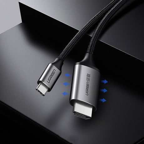 Ugreen Adaptor Ugreen Video Cable Adapter MM142 (50570), Type-C to HDMI, 4K@60Hz, 1.5m, Negru / Gray – imagine 3