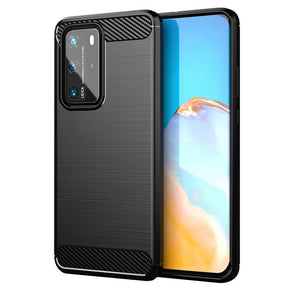 Husa de protectie Techsuit Carbon Silicone compatibil cu Huawei P40 Pro, Negru