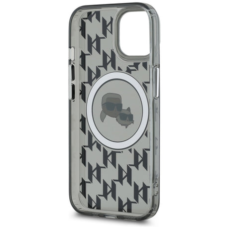 Husa de protectie Karl Lagerfeld IML MagSafe (KLHMP15MHMCKMHK) compatibil cu iPhone 15 Plus, Negru Monogram Karl&Choupette Head