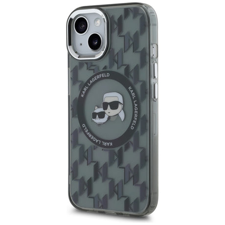 Husa de protectie Karl Lagerfeld IML MagSafe (KLHMP15SHMCKMHK) compatibil cu iPhone 15, Monogram Karl&Choupette Head