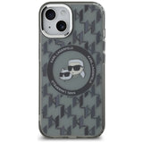 Husa de protectie Karl Lagerfeld IML MagSafe (KLHMP15SHMCKMHK) compatibil cu iPhone 15, Monogram Karl&Choupette Head