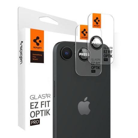 Folie de protectie Spigen (set de 2) Optik.tR EZ Fit Pro Camera Glass (AGL09279) compatibil cu iPhone 16e / iPhone 17e, Negru