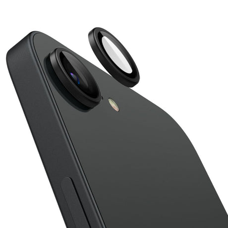 Folie de protectie Spigen (set de 2) Optik.tR EZ Fit Pro Camera Glass (AGL09279) compatibil cu iPhone 16e / iPhone 17e, Negru