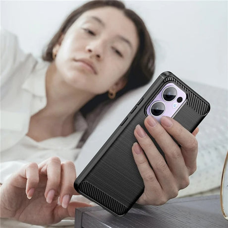 Husa de protectie Techsuit Carbon Silicone compatibil cu Oppo Reno13 F 4G / Reno13 F 5G / Reno13 FS 5G, Negru