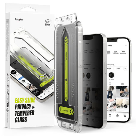 Folie de protectie Ringke Easy Slide Privacy Tempered Glass (set de 2) compatibil cu iPhone 16e / iPhone 17e, Negru