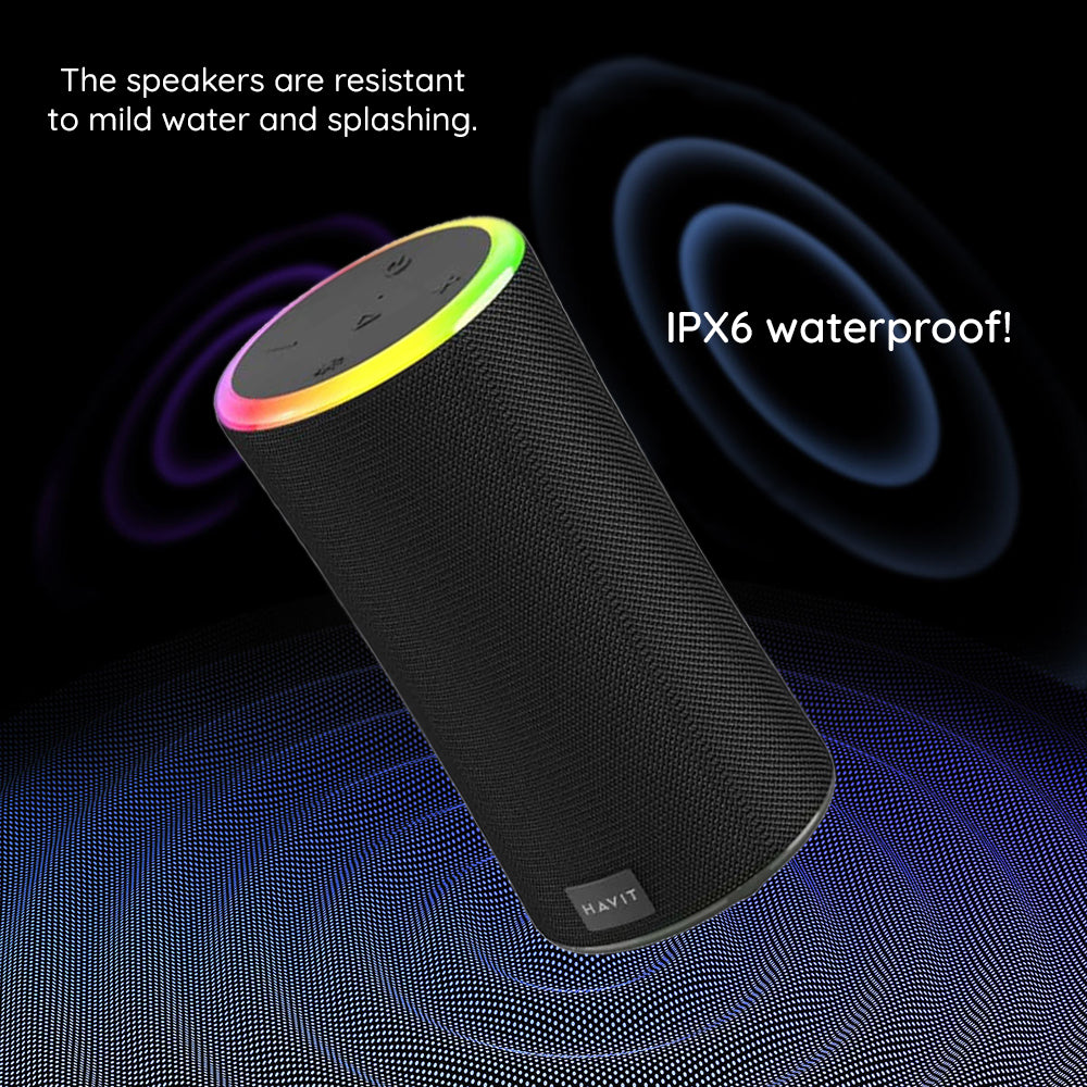 Casti Havit Wireless Speaker (SK833BT), Type-C, Bluetooth 5.3, TWS, TF, USB, Hands-Free Calls, RGB Lights, IPX6, 4000mAh, Negru