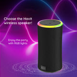Casti Havit Wireless Speaker (SK833BT), Type-C, Bluetooth 5.3, TWS, TF, USB, Hands-Free Calls, RGB Lights, IPX6, 4000mAh, Negru