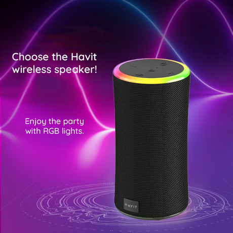 Casti Havit Wireless Speaker (SK833BT), Type-C, Bluetooth 5.3, TWS, TF, USB, Hands-Free Calls, RGB Lights, IPX6, 4000mAh, Negru