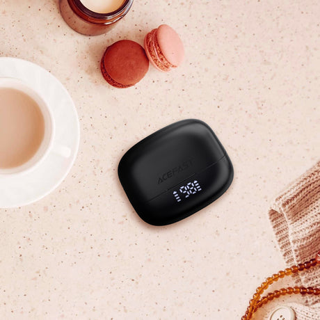 Casti Acefast (W1), Type-C, TWS, Bluetooth 5.4, Call Noise Reduction, IPX4, LED Digital Display, Negru