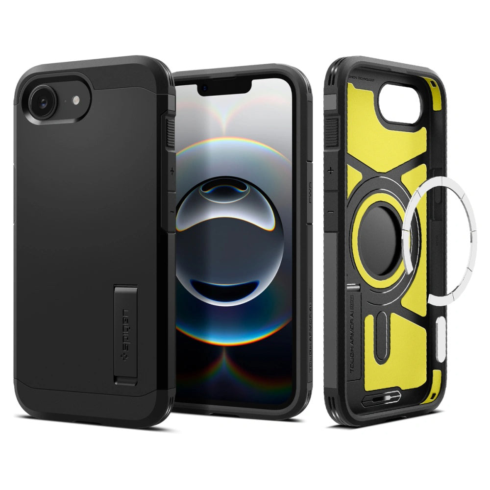 Husa de protectie Spigen Tough Armor MagSafe (ACS09137) compatibil cu iPhone 16e / iPhone 17e, Negru