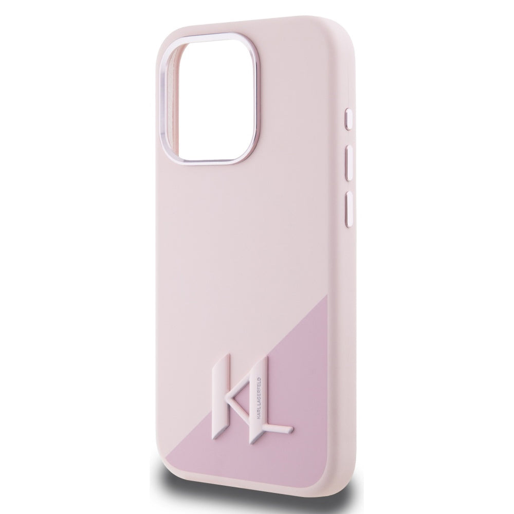 Husa de protectie Karl Lagerfeld Silicone MagSafe (KLHMP15LSCMKMPCP) compatibil cu iPhone 15 Pro, Roz Shadow Metal Initial