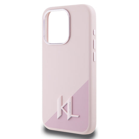 Husa de protectie Karl Lagerfeld Silicone MagSafe (KLHMP15LSCMKMPCP) compatibil cu iPhone 15 Pro, Roz Shadow Metal Initial