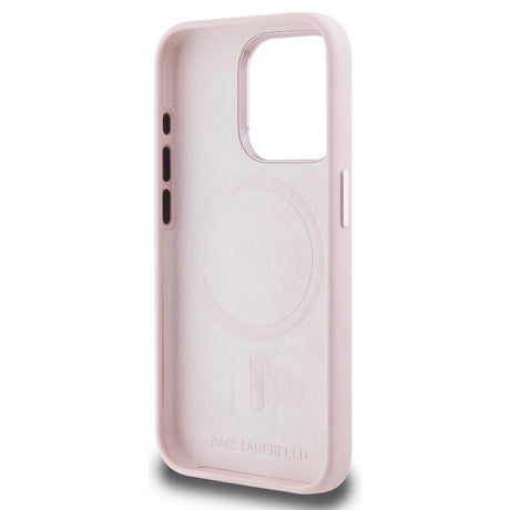 Husa de protectie Karl Lagerfeld Silicone MagSafe (KLHMP15LSCMKMPCP) compatibil cu iPhone 15 Pro, Roz Shadow Metal Initial