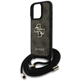 Husa de protectie Guess Hardcase 4G Big Logo with Cord Strap (GUHCP16LP4GMGCRW) compatibil cu iPhone 16 Pro, Maro