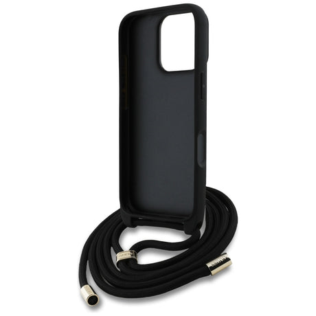 Husa de protectie Guess Hardcase 4G Big Logo with Cord Strap (GUHCP16LP4GMGCRW) compatibil cu iPhone 16 Pro, Maro