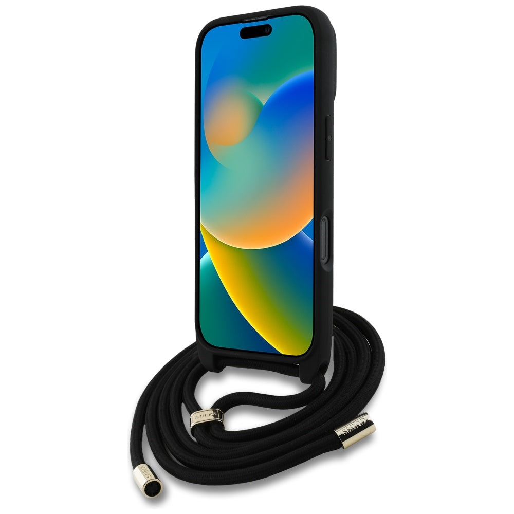 Husa de protectie Guess Hardcase 4G Big Logo with Cord Strap (GUHCP16LP4GMGCRW) compatibil cu iPhone 16 Pro, Maro