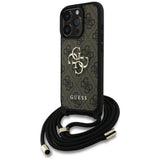 Husa de protectie Guess Hardcase 4G Big Logo with Cord Strap (GUHCP16LP4GMGCRW) compatibil cu iPhone 16 Pro, Maro