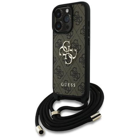 Husa de protectie Guess Hardcase 4G Big Logo with Cord Strap (GUHCP16LP4GMGCRW) compatibil cu iPhone 16 Pro, Maro