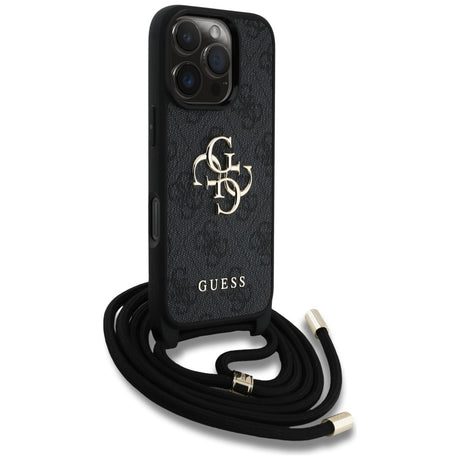 Husa de protectie Guess Hardcase 4G Big Logo with Cord Strap (GUHCP16LP4GMGCRK) compatibil cu iPhone 16 Pro, Negru