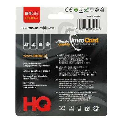 Card de memorie microSD IMRO 32GB / 64GB / 128GB 100MB/s clasa 10 UHS 3 cu adaptor SD