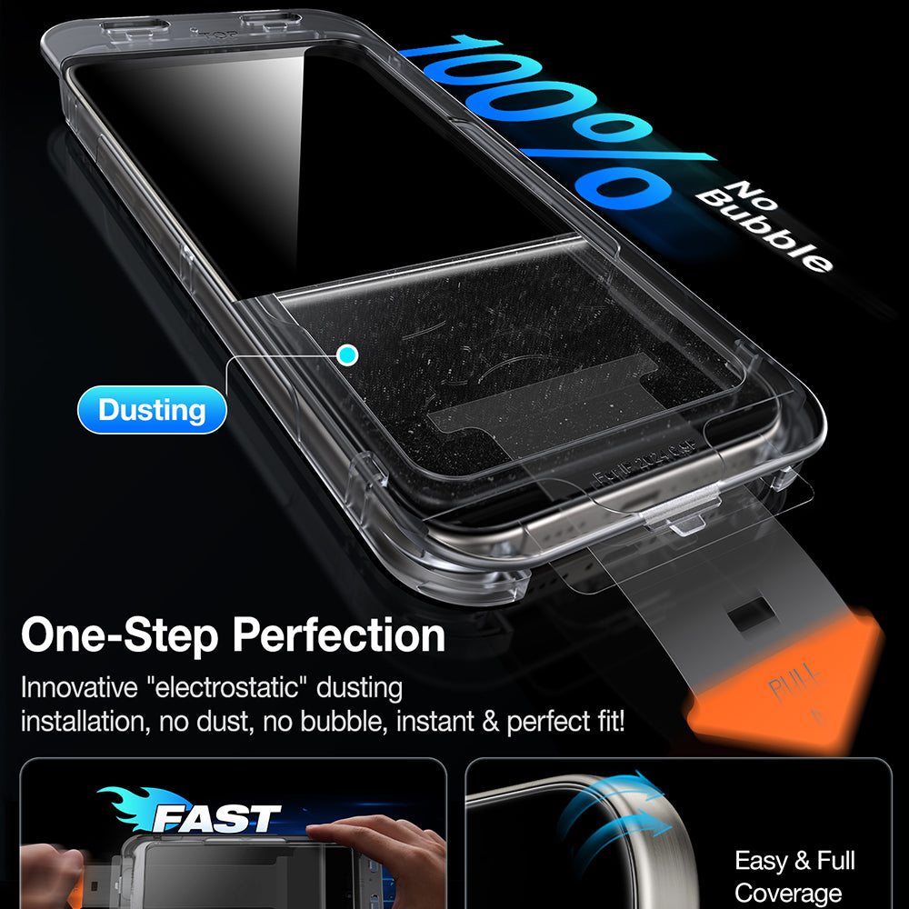 Folie de protectie Torras GlassGo Install Master Privacy compatibil cu iPhone 16, Negru