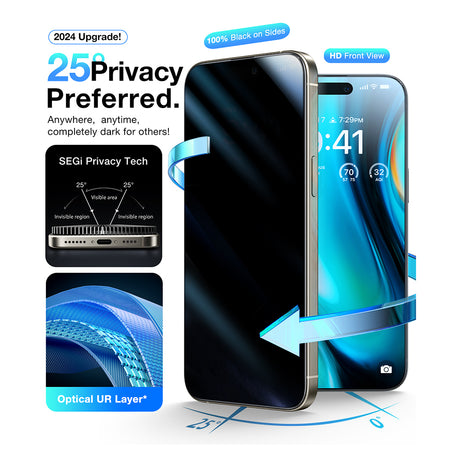 Folie de protectie Torras GlassGo Install Master Privacy compatibil cu iPhone 16 Plus, Negru