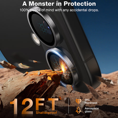 Folie de protectie Torras Lensguard Camera compatibil cu iPhone 16 / iPhone 16 Plus, Titanium Grey