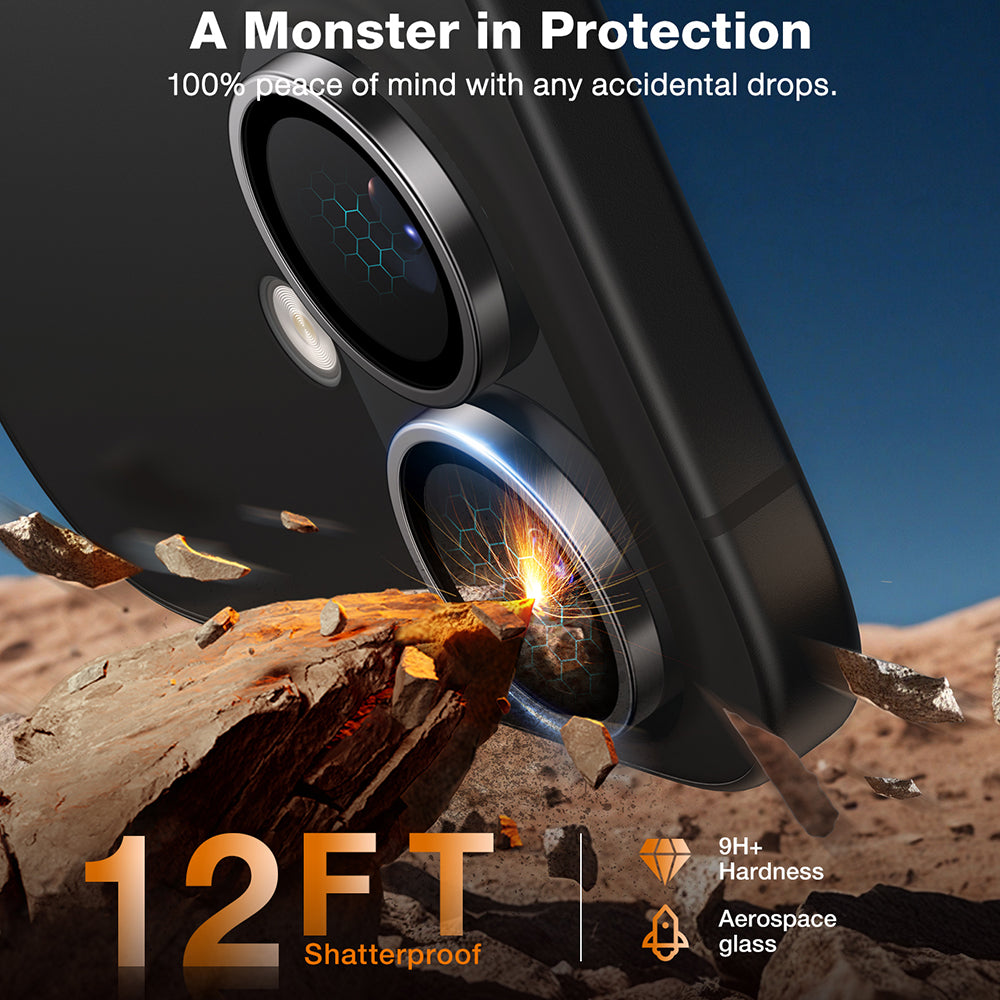 Folie de protectie Torras Lensguard Camera compatibil cu iPhone 16 / iPhone 16 Plus, Negru