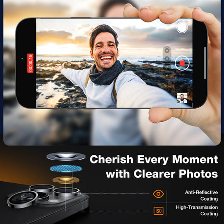 Torras Folie de protectie Torras Lensguard Camera compatibil cu iPhone 16 Pro / iPhone 16 Pro Max, Negru – imagine 3