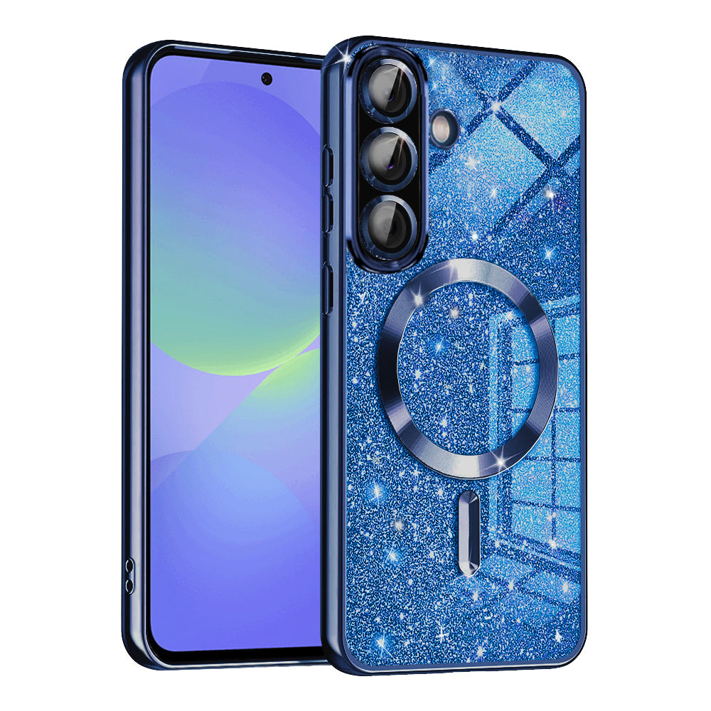 Husa de protectie Techsuit Luxury Glitter MagSafe compatibil cu Samsung Galaxy A36 5G / A56 5G, Albastru Inchis