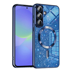 Husa de protectie Techsuit Luxury Glitter MagSafe compatibil cu Samsung Galaxy A36 5G / A56 5G, Albastru Inchis