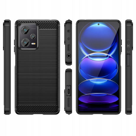 Husa de protectie Techsuit Carbon Silicone compatibil cu Xiaomi Redmi Note 12 5G / Poco X5, Negru