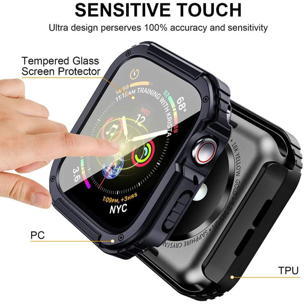 Folie de protectie smartwatch Lito Watch Armor 360 Case + Screen Protector compatibil cu Apple Watch 1 / 2 / 3 (38mm), Albastru