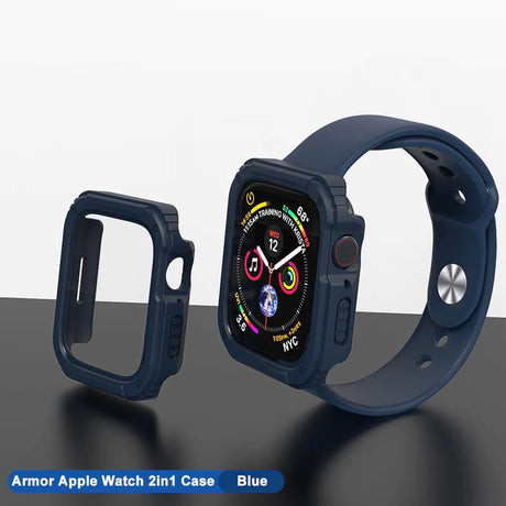 Folie de protectie smartwatch Lito Watch Armor 360 Case + Screen Protector compatibil cu Apple Watch 1 / 2 / 3 (42mm), Albastru