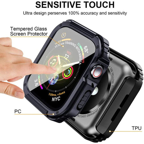 Folie de protectie smartwatch Lito Watch Armor 360 Case + Screen Protector compatibil cu Apple Watch 1 / 2 / 3 (42mm), Albastru