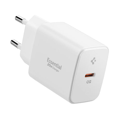 Incarcator Spigen Essential EE201EU (ACH08701), Type-C, GaN, Fast Charging, PD20W, Quantum Boost, Alb