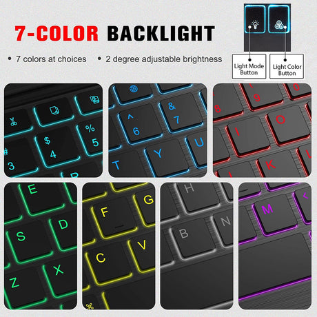 Tastatura/Mouse Techsuit Wireless Keyboard AirKeys (WK1), for Android, Windows, iOS, Bluetooth, 3 Brightness Levels, 7 colors, Type-C, Negru