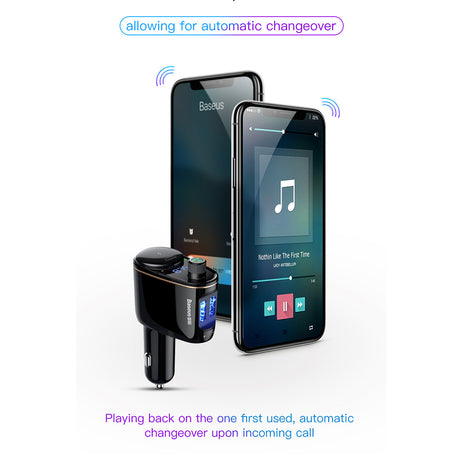 Incarcator Baseus Car MP3 Player S-06 (CCHC000001), Bluetooth FM Transmitter, USB, Cigarette Lighter Socket, Display, 12-24V, Negru