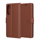 Husa de protectie Techsuit Leather Folio compatibil cu Samsung Galaxy S25 Edge, Maro