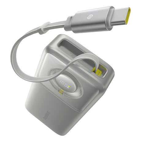 Baterie externa Baseus Free2Pull (P10073700843-00), with Retractable USB-C Cable, Type-C, Display, 20000mAh, 65W, 0.7m, Gri
