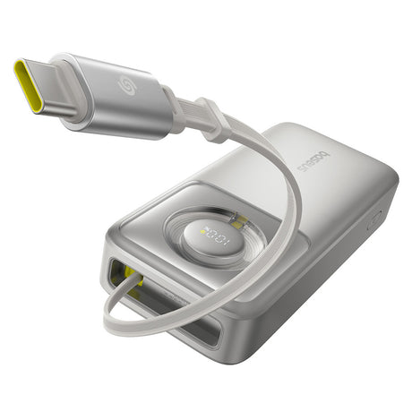 Baterie externa Baseus Free2Pull (P10073700843-00), with Retractable USB-C Cable, Type-C, Display, 20000mAh, 65W, 0.7m, Gri