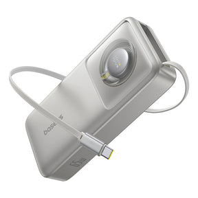 Baterie externa Baseus Free2Pull (P10073700843-00), with Retractable USB-C Cable, Type-C, Display, 20000mAh, 65W, 0.7m, Gri