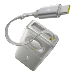 Baterie externa Baseus Free2Pull (P10073701843-00), with Retractable USB-C Cable, Type-C, Display, 10000mAh, 30W, 0.7m, Gri