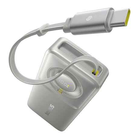Baterie externa Baseus Free2Pull (P10073701843-00), with Retractable USB-C Cable, Type-C, Display, 10000mAh, 30W, 0.7m, Gri