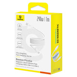 Cablu Baseus PicoGo (P10376800211-00), Magnetic, Type-C to Type-C, 240W, Fast Charging, 480Mbps, Silicone, 1m, Alb